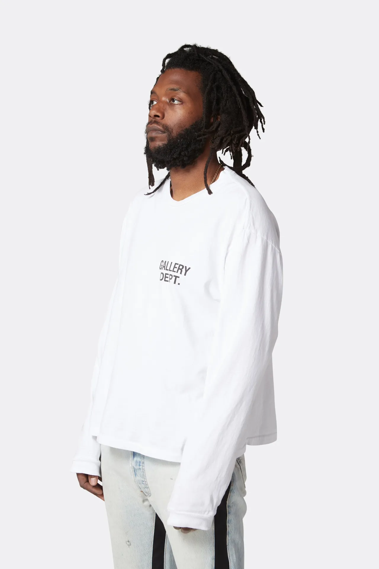 GALLERY DEPT. SOUVENIR L/S TEE English LOGO Basic Long Sleeve White S-XL Genuine Uniform Cylindrical No Side Seam Linen Cotton Fabric Garment Wash Preshrunk Correct Fit Correct Accessories